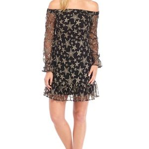 NWT Sam Edelman Black Gold Off Shoulder Dress
